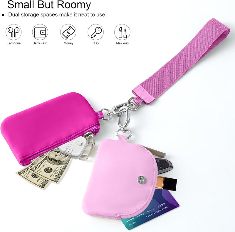 Babysun Mini Zip Around Dual Pouch Wristlet With 2 Straps Wristlet Keychain Wallet for Women Coin Purse Small Cute for Teen Girl - Image 4